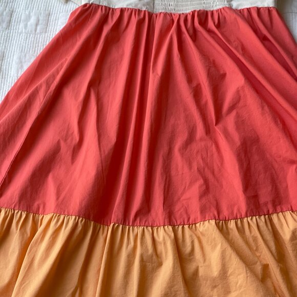MARC NEW YORK  Colorblock Tiered Smocked Bows Midi Dress SZ LARGE - Picture 6 of 9
